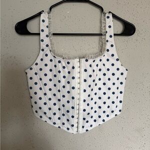 Altar'd State Navy Polka Dot Corset Top